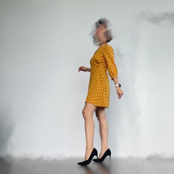 ๐ Yellow Summer Dress: Sandro Moscoloni French Polka Dot Chic ๐ - Picture 3 of 3